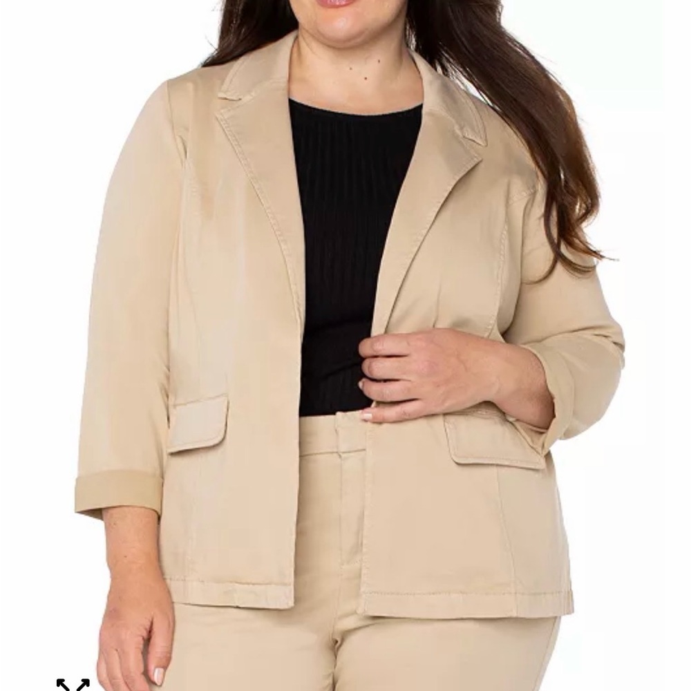 Liverpool Fitted Open Front Twill Blazer